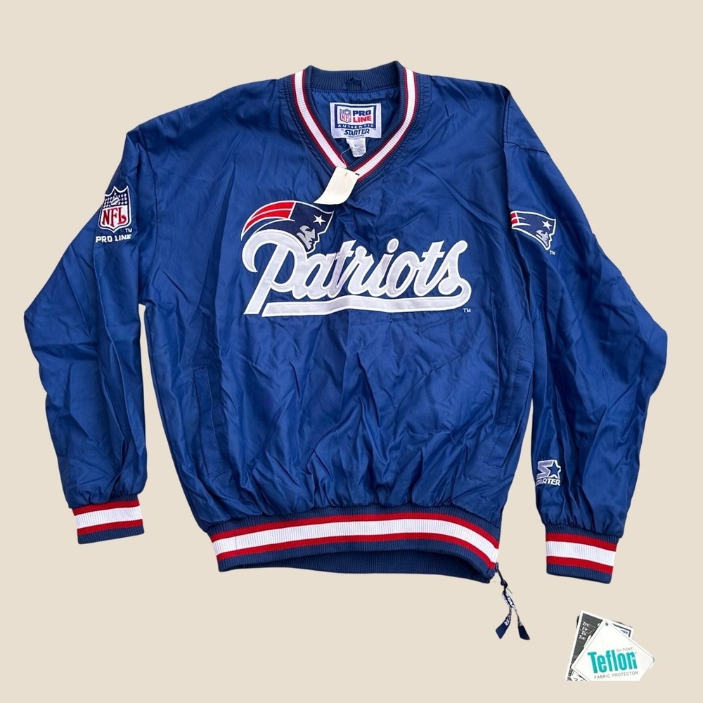 Vintage New England Patriots Starter NFL Pro Line Windbreaker Blue Mens Large